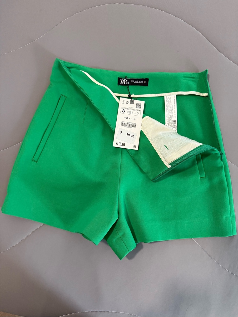 Zara Green High Waisted Tailored Shorts Size S NWT